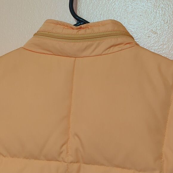Talbots puffer goose down hooded orange vest S NWT - Picture 8 of 10